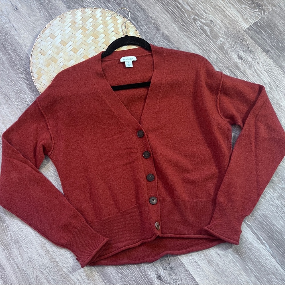 Sundance 100% cashmere‎ rust color cardigan sweater
